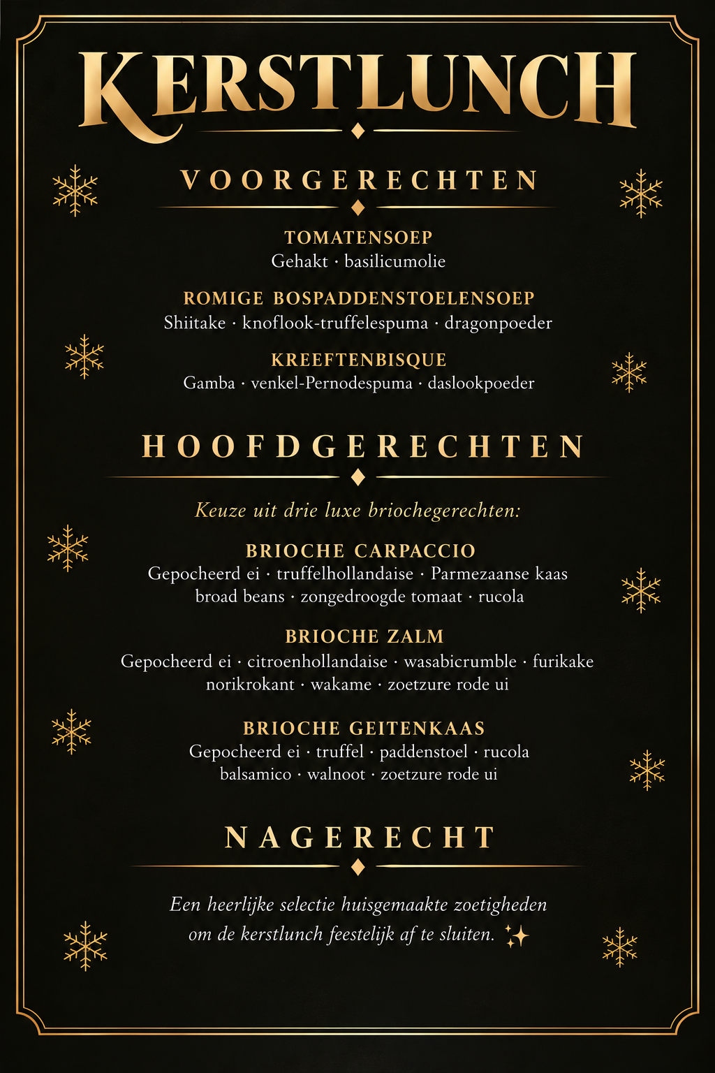 Elegante Gouden Kerstlunch Menukaart Elegante Gouden Kerstlunch Menukaart