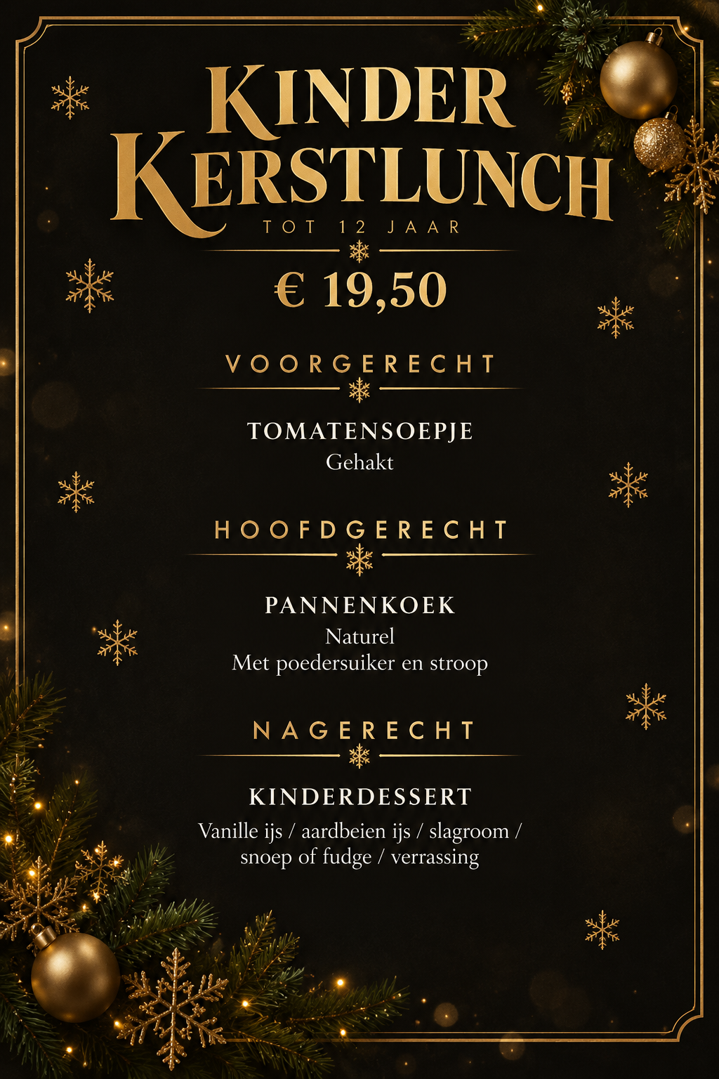 Luxe gouden kinderkerstlunchmenu Luxe gouden kinderkerstlunchmenu
